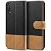 Produktbild BEZ® Hülle für Huawei P20 Hülle, Handyhülle Kompatibel für Huawei P20, Handytasche Schutzhülle Tasche Case [Stoff und PU Leder] mit Kreditkartenhaltern, Schwarz