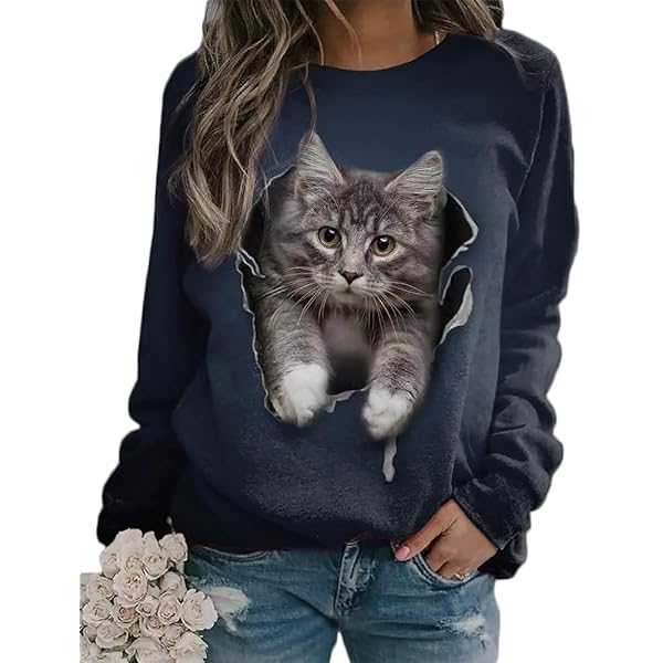 Generisch Sweat à Capuche Décontracté En Polaire Avec Imprimé Vache