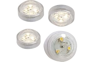 ‎FACHHANDEL PLUS 4er Set Teelichter mit je 3 SMD-LEDs Batteriebetrieb wasserdicht Tauchlicht LED-Kerze Partydeko