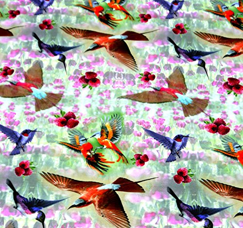 PimPanty; Meterware, jersey, Vögel, Amazonas, (Bunt)