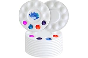 FISHSHOP Tavolozza da Pittura，12 Pezzi Rotondo Vernice Vassoio Portatile in Plastica Color Bianco Tavolozza Pittura Bambini Vaschette per Pittura Acrilica, Olio, Acquerelli, Fai da Te