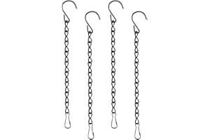 AEYURUID Chainette en métal pour paniers Suspendus 24cm - Chaîne de Suspension avec Crochets pour Pots de Fleurs, Panier Suspendu à Fleurs en métal, Supports de Plantation et lanternes Oiseaux,Noir