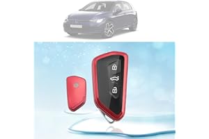 LUWU Pokrowiec na kluczyk samochodowy do VW Golf 8/Passat b9/Seat Leon Ateca Tarraco/Skodα Octavia Enyaq/ID.3 ID.4 ID.7 Multivan T7/Cuprα Formentor Born 2020-2024 2025 Skoda Kodiaq 2024+ (czerwony)