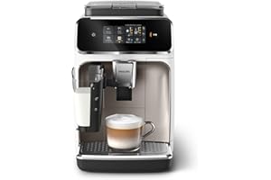 Philips Machine à Expresso Automatique Série 2300-4 Boissons, Écran tactile couleur moderne, Système de lait LatteGo, SilentBrew, Broyeur en Céramique, Filtre AquaClean. Blanc Chromé (EP2333/40)