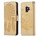 Produktbild HUDDU Gold Schutzhülle für Samsung Galaxy S9 Hülle Retro Dream Catcher Embossed Muster Flip Handyhülle Leder Tasche Wallet Case Cover Magnetic Stand Wrist für Samsung Galaxy S9 Klapphülle