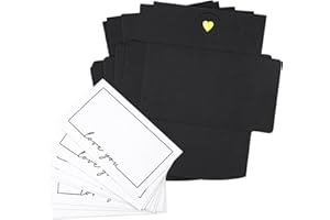 KMKANPO 25 Sheets 10.5 x 7 cm Small Envelopes with 25 Sheets of Blank Cards to Design Yourself, Small Envelopes Mini with Heart Closure, for Birthday Party Invitation Thank You Cards (Love You)