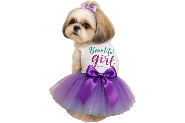 KUTKUT Small Girl Dog Dress, Gradient Sequin Mesh Dress Dog Outfit, Summer Tutu Small Dogs Dresses, Cat Apparel, Cute Pet Puppy Clothing Doggie Outfits (Size: S, Chest: 35cm) Only for Miniature Breed