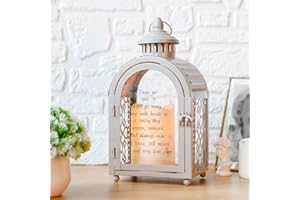 TRIROCKS Memorial Lantern 28cm High Walk Beside Us Remembrance Lantern with LED Candle and Love Pattern Bereavement Sympathy Gifts for Funeral Memorial Service Loss of Loved One (Grey)