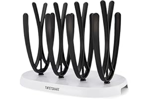 Twistshake Babyflaschentrockner für 8 Babyflaschen | Trockenständer für Flaschensaugerzubehör | Langarm-Flaschenhalter | BPA-frei | Weiß und Schwarz