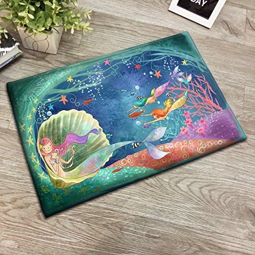 Beautiful cartoon creative home to study the kitchen bathroom bedroom bedside mat mat bed carpet,80*120CM,Blue sea Mermaid