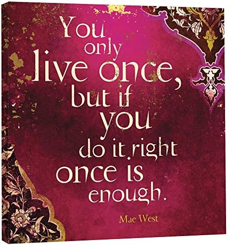 Tree Free EcoArt Home Decor Wall Plaque, 11.25 x 11.25 Inches, You Only Live Once Themed Inspiring Quote Art (85561), Multicoloured