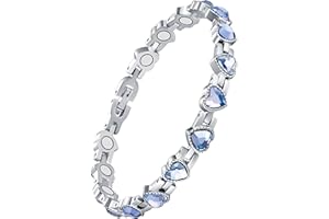Jecanori Magnetic Bracelet for Women - Titanium Steel Brazaletes with 15 Powerful Magnets (each 3500 Gauss) included Removal Tool in a Gift Box, Blue Love Heart
