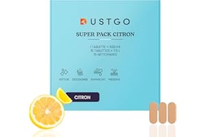 Détergent DUSTGO - Boîte de 15 Pastilles Citron | Détergent Multi-Surfaces pour Tapis, Canapé, Moquette, Voiture | Nettoyant Textile Parfum Citron | Sachet Écologique