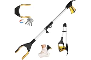Gyios Reacher for Seniors, Rubbish Tongs, Aluminium, Grabber Long 32 Inches, Foldable Gripper with Magnetic Tips, Grab Aid for People with Disabilities, Rubbish Grabber for Waste Collection, Waste