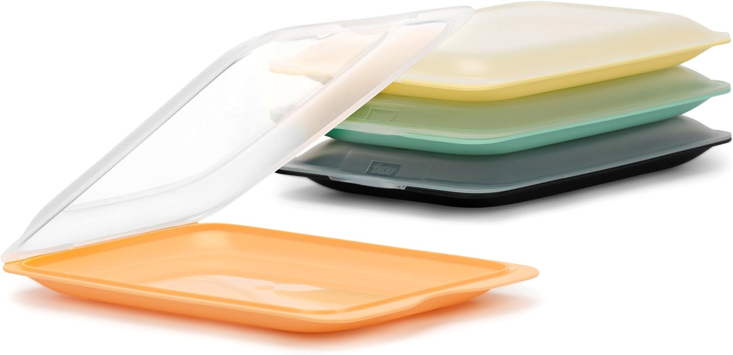 Tatay Porta Embutidos Fresh | Tupper Embutido Nevera | Set de 4 Estándar | Apilable, Tapa Extraíble | Apto Congelador, Lavavajillas y Microondas | Libre de BPA, 17 x 3,2 x 25,2 cm, Colores Pastel