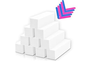 SELISTAMM Buffer Unghie da 10 Pezzi, Mattoncino Unghie a Grana 120 con 10 Mini Lime Per Unghie, Buffer Per Unghie a 4 lati Per Naturali in Gel, Buffer Unghie Professionale e Lavabile Per Uso Domestico (Bianco)