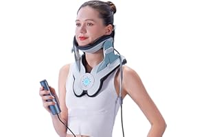 ALLILUYAA Étirement de cou orthopédique, pompe à air électrique, dispositif de traction cervicale, étirement du cou avec 3 puissances et 8 supports d'airbag, qui décomprime le cou et soulage les tensions