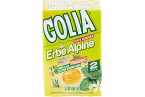 Golia Erbe Limone, Caramelle Dure Gusto Limone, con Vitamina C, Senza Zucchero, Confenzione da 2 da 49g