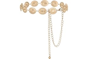 Alaoo Cinturón de Cadena de Metal para Mujer, Ajustable Cinturón de Cadena de Metal Occidental,Cadena de Cintura de Vaquera Occidental Retro para Vestidos,Vaqueros,Estilosos