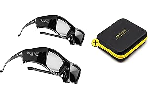 Hi-SHOCK DLP Pro 2X 7G Black Diamond DLP Link 3D Glasses Compatible with DLP Projector Acer, BenQ, Optoma, Viewsonic, Anker, Infocus, NEC, Vivitec, Largo | Includes Dual Case