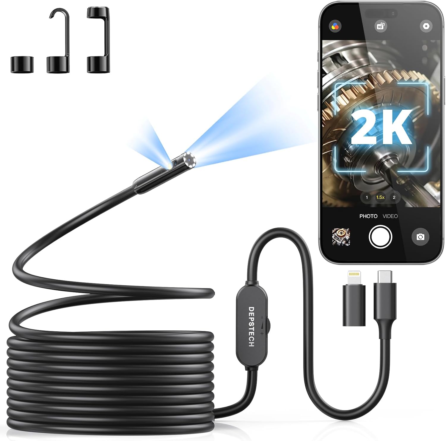 Technische Daten & Spezifikationen : DEPSTECH 2K Endoskopkamera mit Licht 2560P QH
