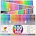 Zenacolor 100 Gelschreiber Gelstifte Set mit Etui - Extra großes Set – 100 einzigartige Farben (keine Duplikate) – mit hochwertiger leicht fließender Tinte - toll für Malbuch für Erwachsene