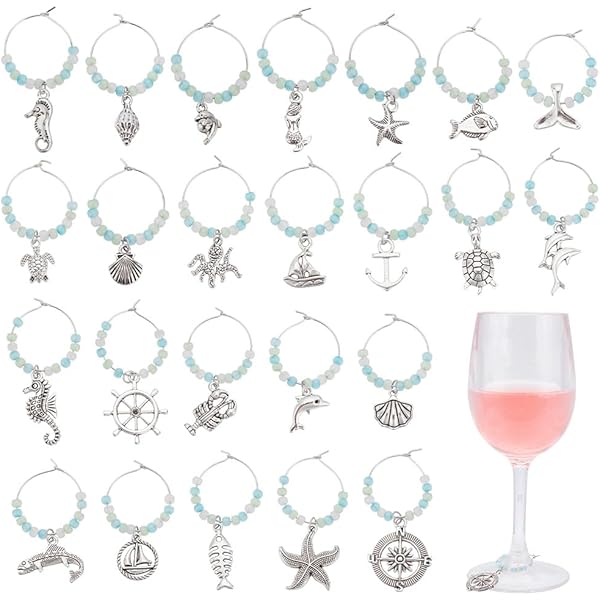 PH PandaHall 26 Sets Breloques à Vin Pour Verres à Pied Étiquettes