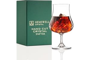 Hemswell Crystal Verre à Rhum Coupé 220 ml - Élégant et Raffiné pour la Plupart des Spiritueux - Snifter Traditionnel en Cristal Fabriqué en Europe - Passe au Lave-Vaisselle