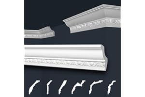 MARBET DESIGN Modanature per soffitti Marbet, confezione economica in polistirolo EPS - modanature a stucco con motivi tradizionali - (2 metri B-08) modanature angolari a stucco modanature per pareti