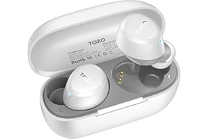 TOZO A1 Auriculares Inalámbricos Bluetooth 5.3 con ORIGX Acústico 30H Reproducción EQ Ajuste Ultraligero USB Tipo C IPX5 (Blanco-a)