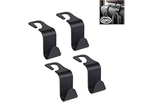 URAQT Haczyki na zagłówki, 4 sztuk, organizer na tylne siedzenie samochodowe, tworzywo sztuczne, akcesoria samochodowe, akcesoria do wnętrza zagłówka, wieszak na ubrania