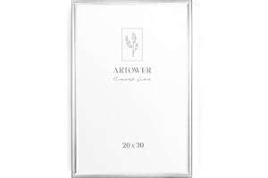 Artower® Srebrna, metalowa, cienka ramka na zdjęcia, 20 x 30 cm, ramka na plakat, duży kolaż, metalowa ramka na zdjęcia 20 x 30 cm, aluminiowa wąska ramka na zdjęcia, srebrna ramka na zdjęcia