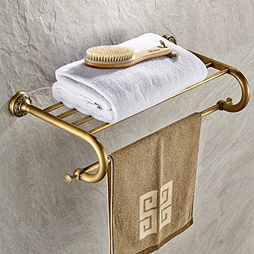 Weare Home Kupfer Badtuchhalter Handtuchhalter Geschnitzt, für Küche Retro Solide Klassic mit Ablage Bronze Beschichtung Wandmontage Haltbar Badzubehör Badaccessoires Dekor für Küche - 3