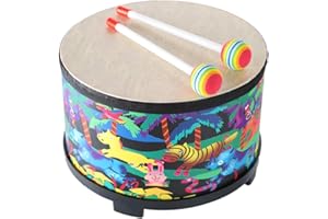 MUSFUNNY Floor Tom Drum 10 inch Percussion Music Instrument Drum with 2 Mallets, Christmas Birthday Gift (Forest 10 inch)
