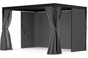 blumfeldt LuminaHaven - Pergola, 3x4m, Tetto Regolabile, Tende & Zanzariere, Telaio in Alluminio Verniciato a Polvere, Protezione UV, Nero, Pergola Bioclimatica per Tutte Le Stagioni