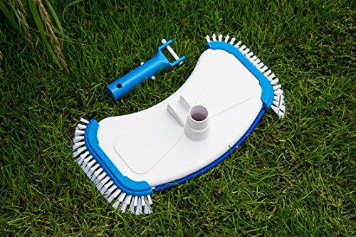 Miganeo® Poolreinigung Bodensauger De Luxe, mit seitlichen Bürsten, Schlauchanschluss ؘ˜ 32/38 mm, für Teleskopstange, Weiß, 360×200 mm - 4