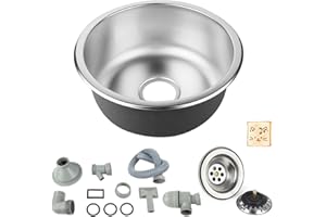 LANTUS Évier de cuisine encastrable en acier inoxydable 1 cuve avec égouttoir réversible,Petit évier en acier inoxydable 304, Evier inox de cuisine,1 bac, d'évier de camping,41 * 41 * 20cm