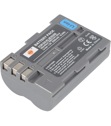 vhbw 1x batería Compatible con Nikon D300, D200, D300s, D700, D70, D50, D100, D70s, D90, D80 cámara (1200 mAh, 7,2 V, Li-Ion) - Reemplaza EN-EL3e