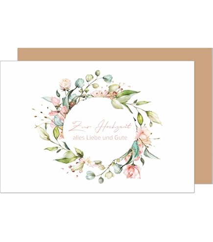 Premium Hochzeitskarte Quadratisch – 14,5 X 14,5 Cm, Mit Umschlag, Ohne Text
