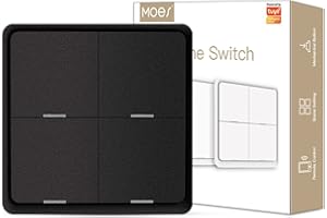 MOESGO MOES ZigBee 12 Scene Funkschalter,Wireless Drucktasten Schalter,MOES ZigBee Hub erforderlich,Switch kompatibel mit MOES/Smart Life/Tuya APP(Schwarz,Batterie enthalten)