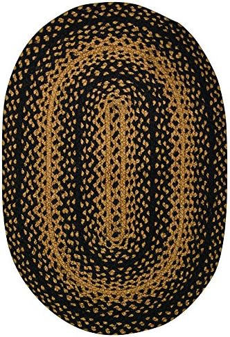 IHF Home Decor Ebony Design Braided Area Rug 20" x 30" Oval Accent Floor Carpet Jute Material