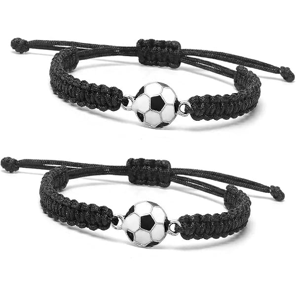 Pack De 3 Pulseras De Fútbol Trenzadas Ajustables Para Niños – Dije De Balón Negro, Accesorio Deportivo Y De Amistad, Regalo Ideal Para Cumpleaños Y Fiestas
