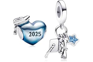 MSPOVOF Remise des diplômes 2025 Coeur Charm 925 Sterling Silver 5a Zirconia Pendentif Bracelet Collier Compatibilité Femme Bijoux Cadeau