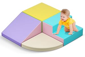 Lischwert Schaumstoff Bausteine Kinder Softbausteine Klettern Riesenbausteine Motorik Großbausteine Kinder Montessori Spielzeug, Waschbare Hülle für Indoor-Spaß, Baby Soft Playset (JM-PU-Macarons)