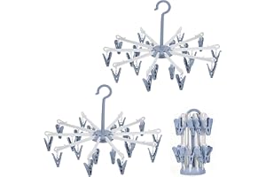 YUZHEDM 2 Stycken Klädställning Favoritmaterial Vikbara med 20 Klämmor 360° Rotation för Kläder, Sjalar och Handdukar Lämplig