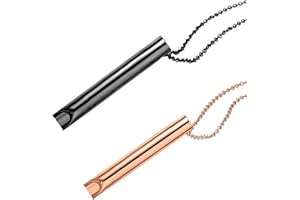 ComPDCVD 2PCS Collier de Soulagement d'Anxiété Collier de Respiration Consciente Collier de Sifflet Apaisant en Acier Inoxydable pour Soulagement Anxiété Stress Méditation Apaisement Yoga