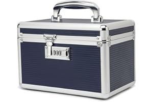 HEWEI WORKS Caja de Medicamentos, 25.9x17.3x17.3cm, Medicinas y seguridad en el hogar, Caja multiusos equipada con cerraduras, Incluye caja de pastillero portátil de bolsillo (azul/pequeño)