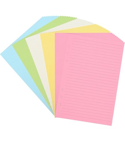 Recharge Classeur Anneaux 180 Feuilles A5 Vierges 6 Trous - Recharge Cahier Perforé - Papier Ivoire Qualité - Lot 3 Paquets Feuilles A5 Pointillés