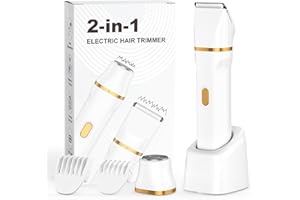 SMITY Rasierer Damen, Gesichtshaarentferner für Frauen 2 in 1 Intimrasierer für Frauen, 2 Aufsätzen und Präzisionskamm für Arm & Bein & Bikini, IPX7 Wasserdicht Einfache Reinigung (Weiß)