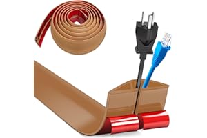 BUERPINKING Cubiertas de Suelo para Cables, 3.0MX 5cm Ancho Canaleta Cables Suelo, Pasacables Suelo,Protector de Cables para Suelo,Canal de Cable Flexible para Suelo,Cable Management para Todos Los Cables-Marrón
